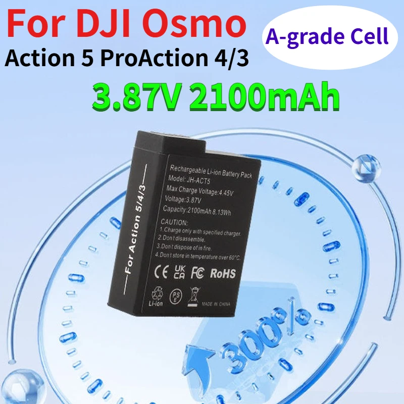 New 3.87V 2100mAh Camera Battery for DJI Osmo Action 5 Pro, Action 4/3 Sports Rechargeable Long Battery Life A-grade Cell
New 3.87V 2100mAh Camera Battery for DJI Osmo Action 5 Pro, Action 4/3 Sports Rechargeable Long Battery Life A-grade Cell