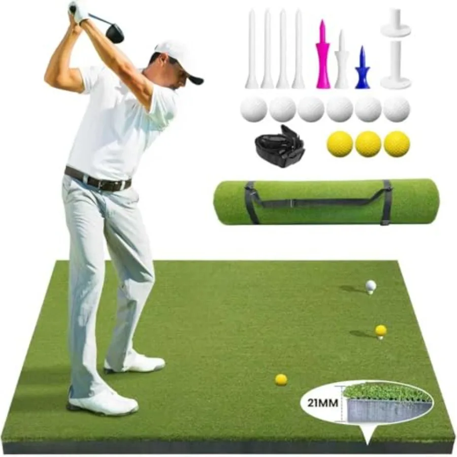 Golf Hitting Mat 5x4ft, 21mm Artificial Turf Practice Mat with 9 Tees, Durable EVA Backing for Indoor Outdoor Driving, Chipping
Golf Hitting Mat 5x4ft, 21mm Artificial Turf Practice Mat with 9 Tees, Durable EVA Backing for Indoor Outdoor Driving, Chipping