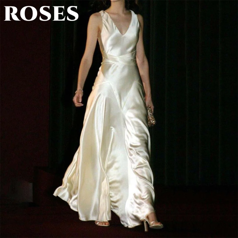 ROSES White Elegant Prom Dresses V-Neck Mermaid Formal Gown Tank Soft Stain Pleat Party Dress for Woman 프롬 드레스 Customized
ROSES White Elegant Prom Dresses V-Neck Mermaid Formal Gown Tank Soft Stain Pleat Party Dress for Woman 프롬 드레스 Customized