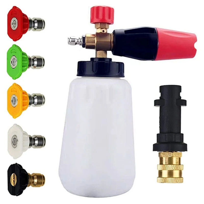 Foam Cannon Pressure Washer Gun, Snow Foam Lance, 1/4 Inch Quick Connector With 5 Pressure Washer Nozzle Tips 1 L
Foam Cannon Pressure Washer Gun, Snow Foam Lance, 1/4 Inch Quick Connector With 5 Pressure Washer Nozzle Tips 1 L