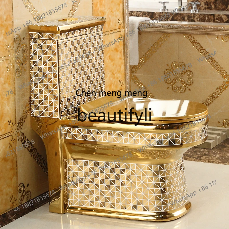 Лидер продаж, бытовой золотой унитаз со смывом, супер вихревой водосберегающий дезодорант, персонализированный керамический унитаз
Лидер продаж, бытовой золотой унитаз со смывом, супер вихревой водосберегающий дезодорант, персонализированный керамический унитаз