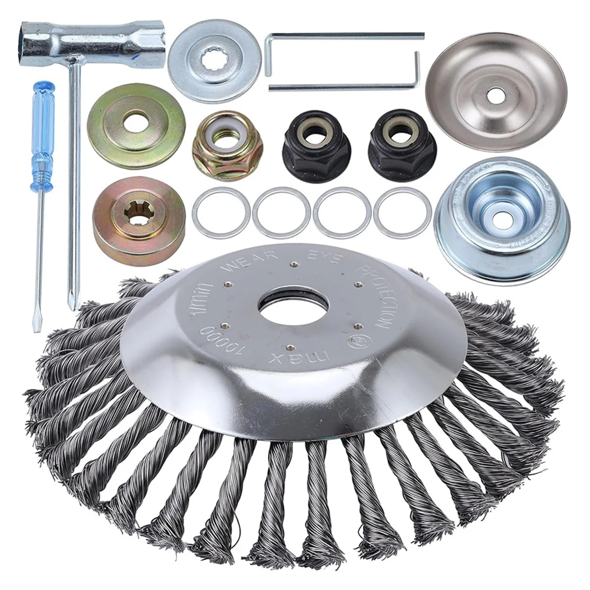 Rotary Wire Brush Trimmer Head Weed Blade Cutter with Universal Adapter Kit, Garden Lawn Mower String Trimmer 8inch
Rotary Wire Brush Trimmer Head Weed Blade Cutter with Universal Adapter Kit, Garden Lawn Mower String Trimmer 8inch