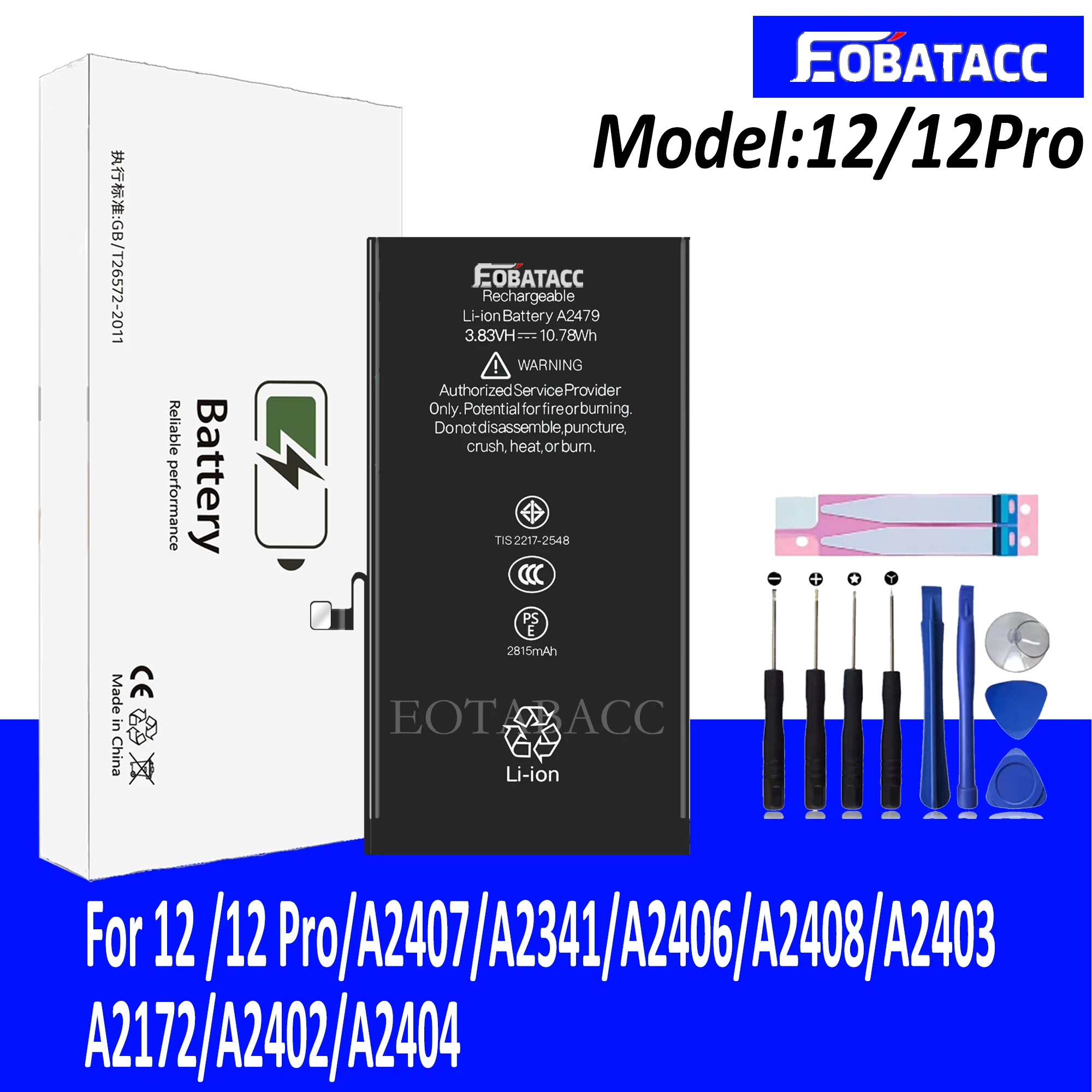 EOTABACC High Quality 100% Original Battery For iPhone 12/12 Pro/A2407/A2341/A2406/A2408/A2403/A2172 Phone Battery+Tools
EOTABACC High Quality 100% Original Battery For iPhone 12/12 Pro/A2407/A2341/A2406/A2408/A2403/A2172 Phone Battery+Tools