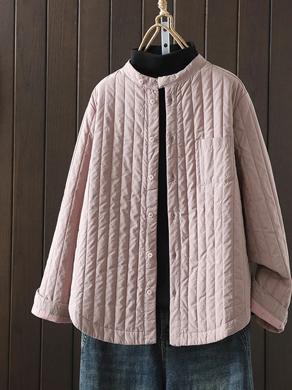 Thiened Cotton irt Women's Sle Stand Collar Slimming Quilted Casual Striped Warm Cotton Clothes Small Cotton Coat Winter
Thiened Cotton irt Women's Sle Stand Collar Slimming Quilted Casual Striped Warm Cotton Clothes Small Cotton Coat Winter