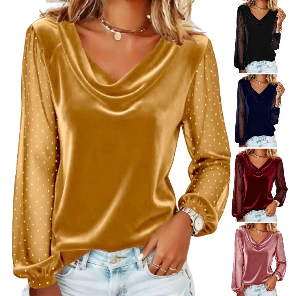Women's Long Sleeve Cowl Neck Velvet T-Shirt Women Elegant Mesh Sleeve Loose Tee Tops Clothes Women Shirt Red Velvet Tops
Women's Long Sleeve Cowl Neck Velvet T-Shirt Women Elegant Mesh Sleeve Loose Tee Tops Clothes Women Shirt Red Velvet Tops