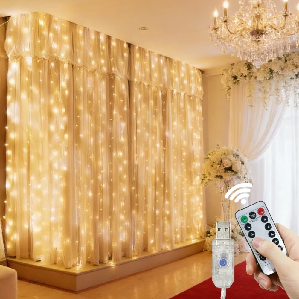3/4/6m Festoon Curtain LED String Lights USB Powered 8 Modes Remote Birthday Wedding Party Bedroom Ramadan Home Decorations
3/4/6m Festoon Curtain LED String Lights USB Powered 8 Modes Remote Birthday Wedding Party Bedroom Ramadan Home Decorations