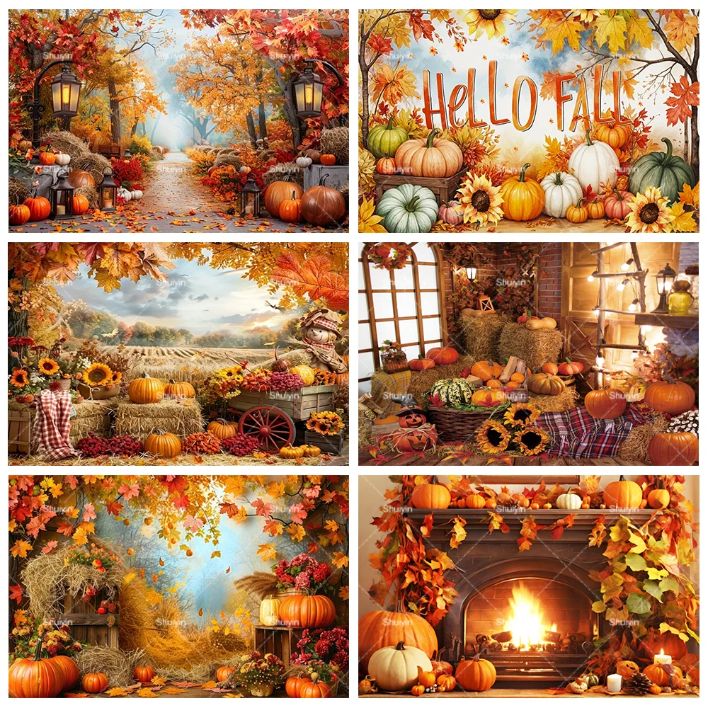 Autumn Poster Backdrops Fall Farm Haystack Maple Pumpkin Truck Thanksgiving Party Decor Kid Baby Portrait Photography Background
Autumn Poster Backdrops Fall Farm Haystack Maple Pumpkin Truck Thanksgiving Party Decor Kid Baby Portrait Photography Background