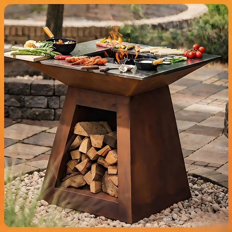Corten Steel Bbq Grill Table Outdoor Fire Pit Barbecue Stove for Garden Cooking and Heating Use
Corten Steel Bbq Grill Table Outdoor Fire Pit Barbecue Stove for Garden Cooking and Heating Use