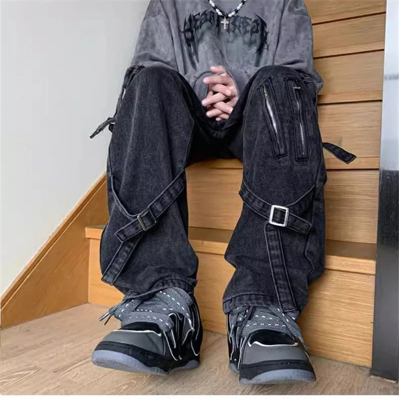 Women's Splicing Strap Design Casual Streetwear Unisex Jeans Cool Girl High Waist 90s Cowboy Trouser Female Wide-leg Denim Pants
Women's Splicing Strap Design Casual Streetwear Unisex Jeans Cool Girl High Waist 90s Cowboy Trouser Female Wide-leg Denim Pants