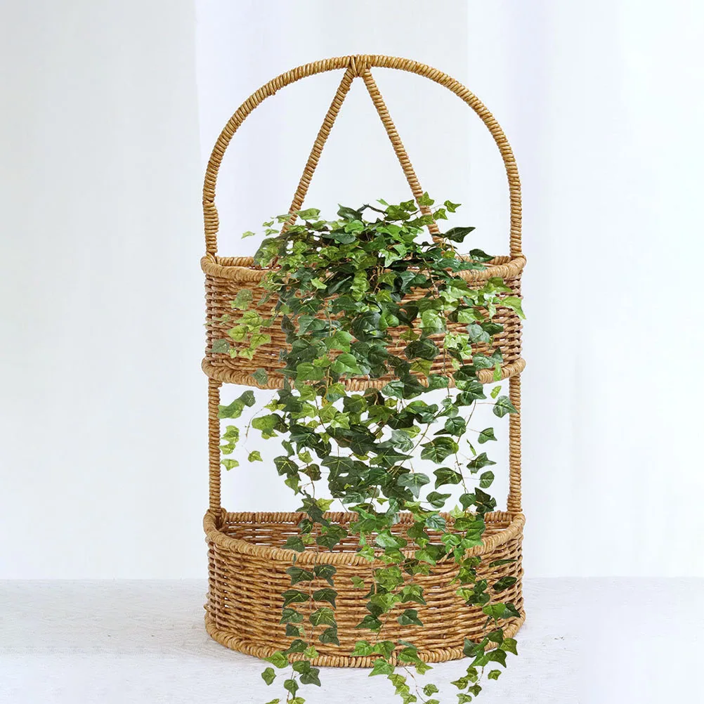 Imitation Rattan Wall Mounted Basket 2 Tier Kitchen Storage Baskets Hanging Flower Pot Holder Sundries ganizer Home Decor
Imitation Rattan Wall Mounted Basket 2 Tier Kitchen Storage Baskets Hanging Flower Pot Holder Sundries ganizer Home Decor