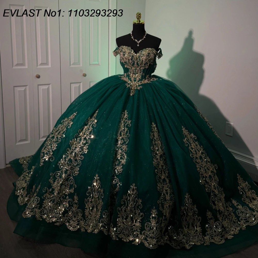 EVLAST Customized Princess Green Quinceanera Dress Ball Gown Gold Lace Applique Beading Bow Sweet 16 Vestidos De 15 Anos AQ310
EVLAST Customized Princess Green Quinceanera Dress Ball Gown Gold Lace Applique Beading Bow Sweet 16 Vestidos De 15 Anos AQ310