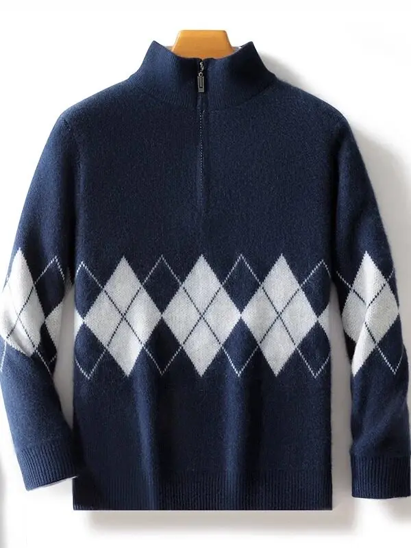 100% wool sweater color matching half-height zipper thickened clothing business casual light luxury cashmere knitted sweater
100% wool sweater color matching half-height zipper thickened clothing business casual light luxury cashmere knitted sweater