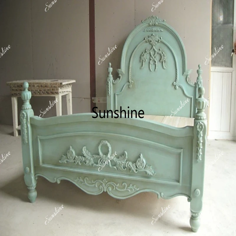 French neoclassical pastoral handmade solid wood carving flower old bed princess country style
French neoclassical pastoral handmade solid wood carving flower old bed princess country style