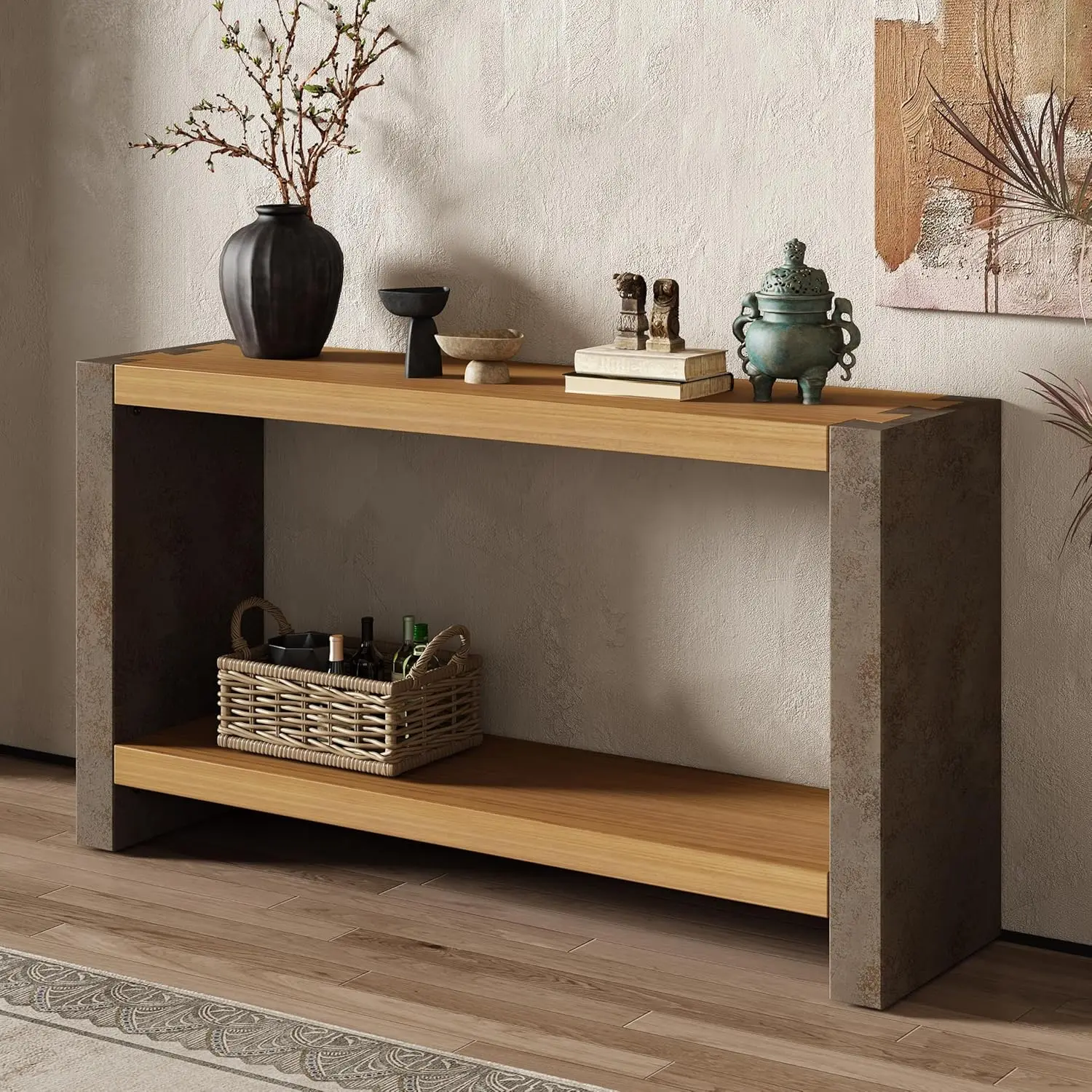 Industrial Console Table with Dovetail Joinery & Bottom Shelf Entryway Hallway, 59"x15.75"x31.9", Customized
Industrial Console Table with Dovetail Joinery & Bottom Shelf Entryway Hallway, 59"x15.75"x31.9", Customized
