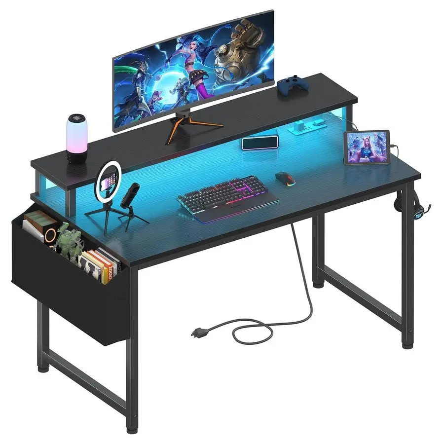 40 Inch Black Desk with LED Lights Power Outlets Gaming & Study Table for Home Office Bedroom 19.7"D x 39.4"W x 33.4"H
40 Inch Black Desk with LED Lights Power Outlets Gaming & Study Table for Home Office Bedroom 19.7"D x 39.4"W x 33.4"H