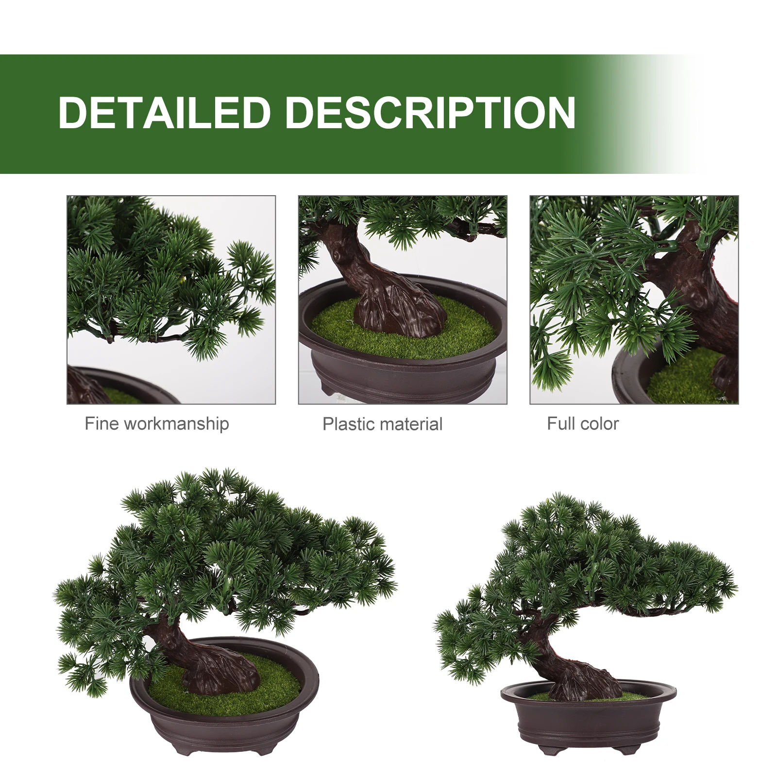 Artificial Pine Bonsai Plastic Pot Green Home Office Decor Lifelike Elegant BrightFake Plant nament Simulation Bonsai
Artificial Pine Bonsai Plastic Pot Green Home Office Decor Lifelike Elegant BrightFake Plant nament Simulation Bonsai