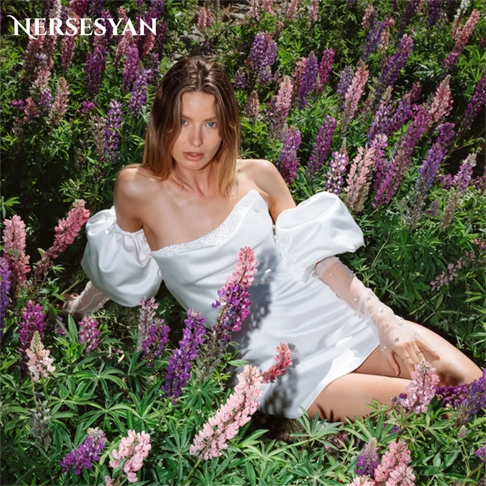 Nersesyan Modern Solid Satin Wedding Dresses Fashion Glitter Off Shoulder A-Line Bridal Gowns Puff Sleeves Backless Bride Dress
Nersesyan Modern Solid Satin Wedding Dresses Fashion Glitter Off Shoulder A-Line Bridal Gowns Puff Sleeves Backless Bride Dress