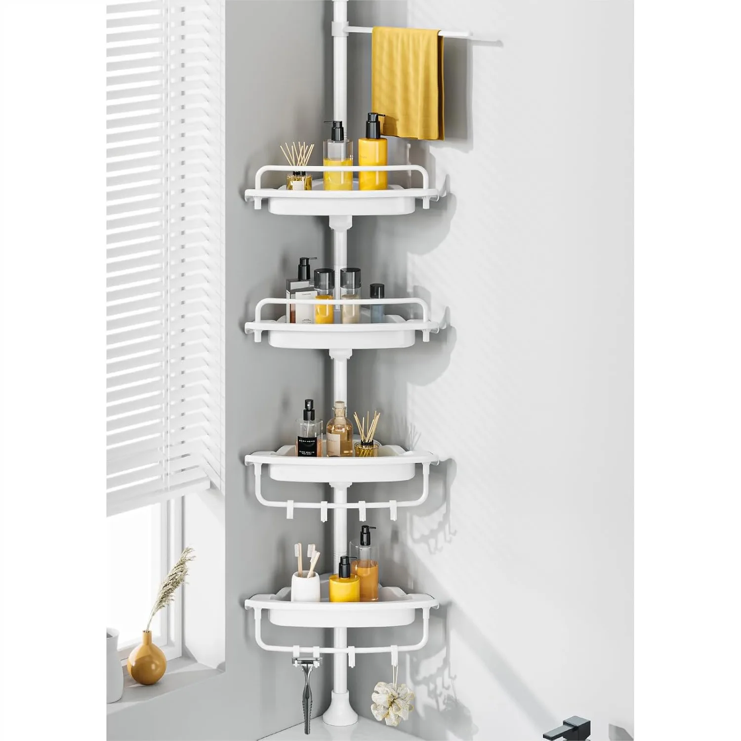 Upgrade Sturdy Shower Caddy Tension Pole Quick Installation Corner Shower Shelves 18/8 Stainless Steel Rustproof 4 Tier
Upgrade Sturdy Shower Caddy Tension Pole Quick Installation Corner Shower Shelves 18/8 Stainless Steel Rustproof 4 Tier