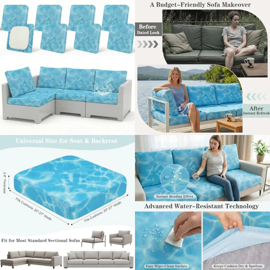 8 Pack Outdoor Cushion Covers Water Resistant High Stretch Fit Patio Cushion Covers 180g Couch Seat Slipcovers Machine Washable
8 Pack Outdoor Cushion Covers Water Resistant High Stretch Fit Patio Cushion Covers 180g Couch Seat Slipcovers Machine Washable