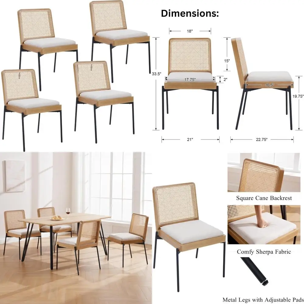 Set of 4 Linen Upholstered Square Back Dining Chairs with Black Metal Legs for Modern Kitchen and Dining Room
Set of 4 Linen Upholstered Square Back Dining Chairs with Black Metal Legs for Modern Kitchen and Dining Room