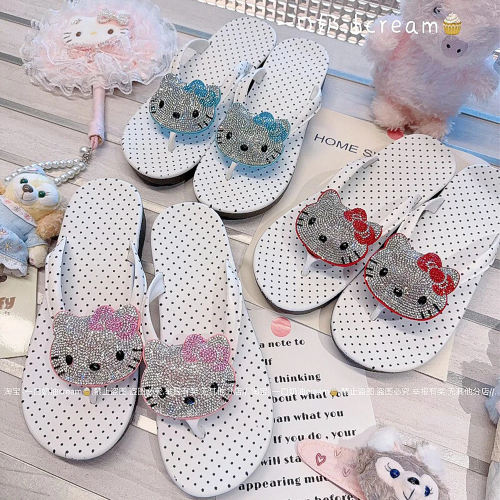 Kawaii Hello Kitty Bling Flip Flops for Women Rhinestone Platform Thong Sandals, Non-Slip Sole Hottie Beach Slides Flip-Flops
Kawaii Hello Kitty Bling Flip Flops for Women Rhinestone Platform Thong Sandals, Non-Slip Sole Hottie Beach Slides Flip-Flops