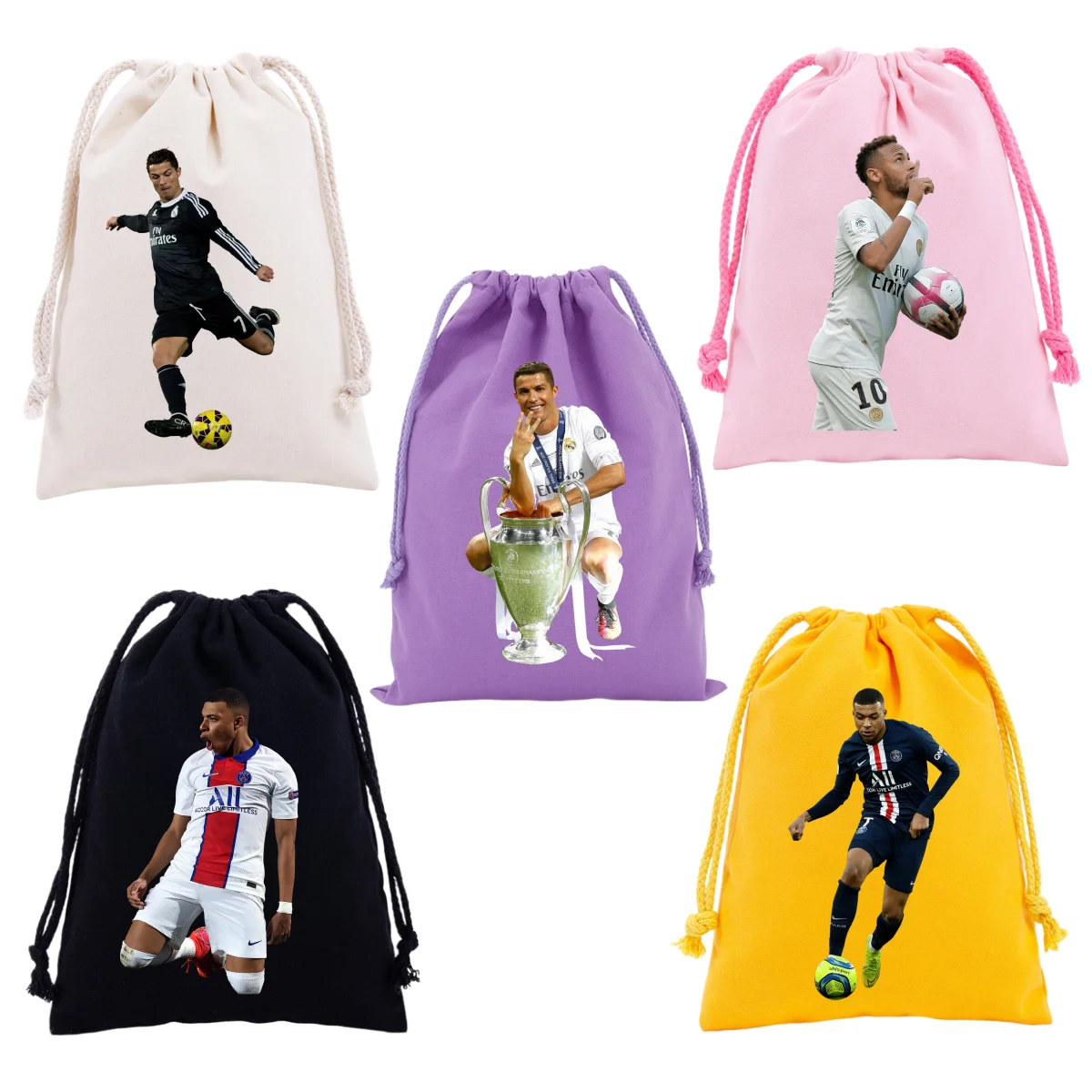 Football Star Ronaldo Mbappe Neymar Character Print Drawstring Bags Gift Bag Canvas Children's Storage Pouch Pocket Toiletry Bag
Football Star Ronaldo Mbappe Neymar Character Print Drawstring Bags Gift Bag Canvas Children's Storage Pouch Pocket Toiletry Bag
