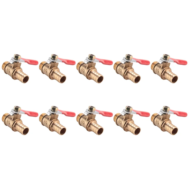 B03C-10Pcs 10Mm X 1/4 Inch PT Male Thread Full Port Lever Handle Hose Barb Brass Ball Valve
B03C-10Pcs 10Mm X 1/4 Inch PT Male Thread Full Port Lever Handle Hose Barb Brass Ball Valve