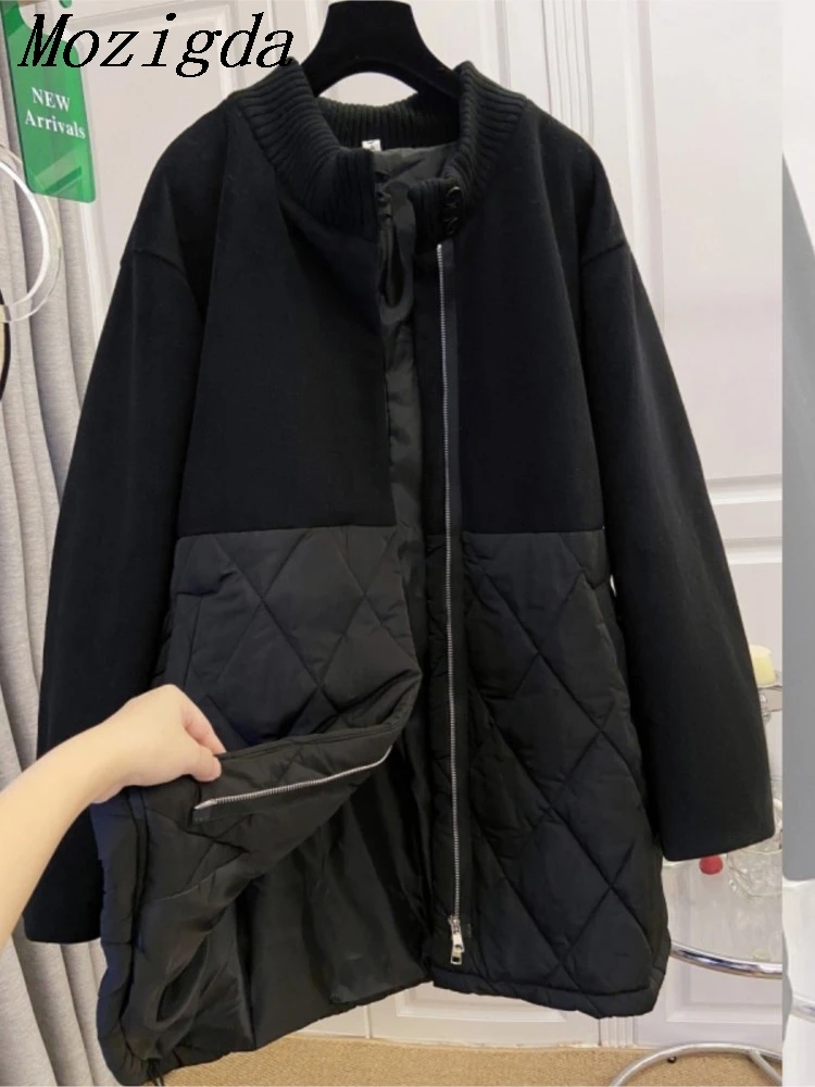 Autumn Winter Parkas Woolen Stitching Down Cotton Coats Women Loose Cashmere Jackets Fashion Long Sleeve Warm Outwear Female
Autumn Winter Parkas Woolen Stitching Down Cotton Coats Women Loose Cashmere Jackets Fashion Long Sleeve Warm Outwear Female