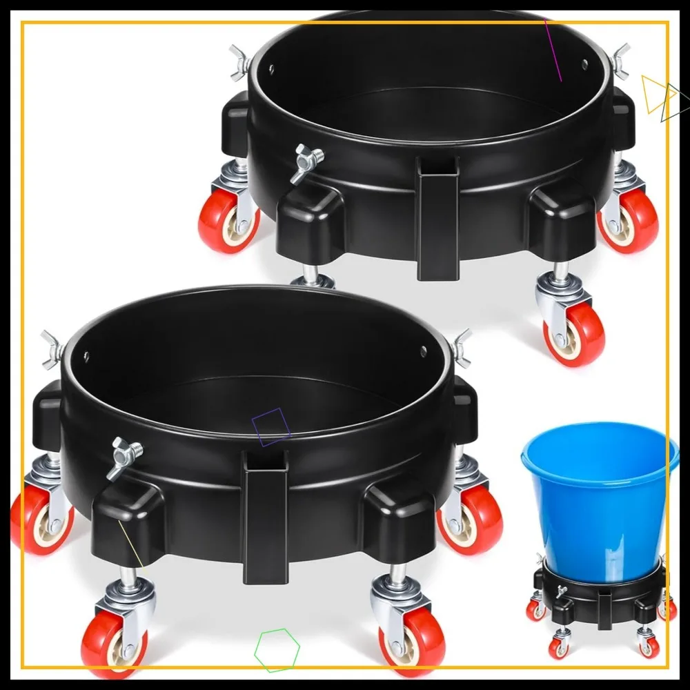 2-Pack 5 Gallon Bucket Dolly with 5 Swivel Casters, Heavy Duty Round Plastic for Car Wash, Garage, Construction
2-Pack 5 Gallon Bucket Dolly with 5 Swivel Casters, Heavy Duty Round Plastic for Car Wash, Garage, Construction