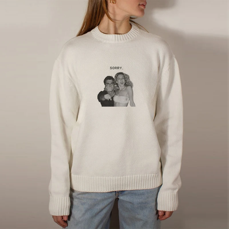 Winter Sweater EMO White Sweater Women's Y2K Knitted Harajuku Unisex Cotton Pullover Portrait Pattern Retro Knitted Sweater
Winter Sweater EMO White Sweater Women's Y2K Knitted Harajuku Unisex Cotton Pullover Portrait Pattern Retro Knitted Sweater