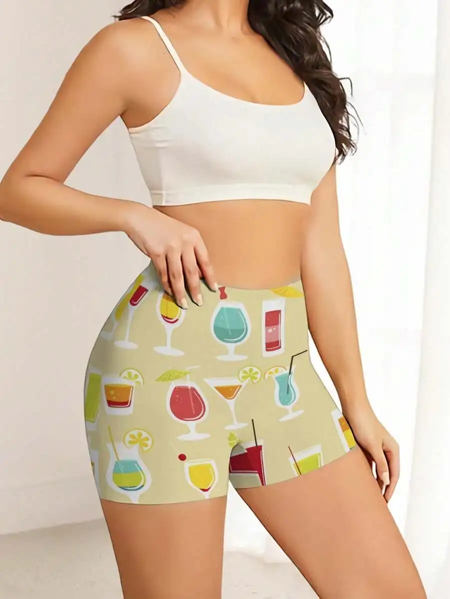 Women Summer Sport Shorts With Colorful Cocktail Print Fitness Shorts For Party Vacation
Women Summer Sport Shorts With Colorful Cocktail Print Fitness Shorts For Party Vacation