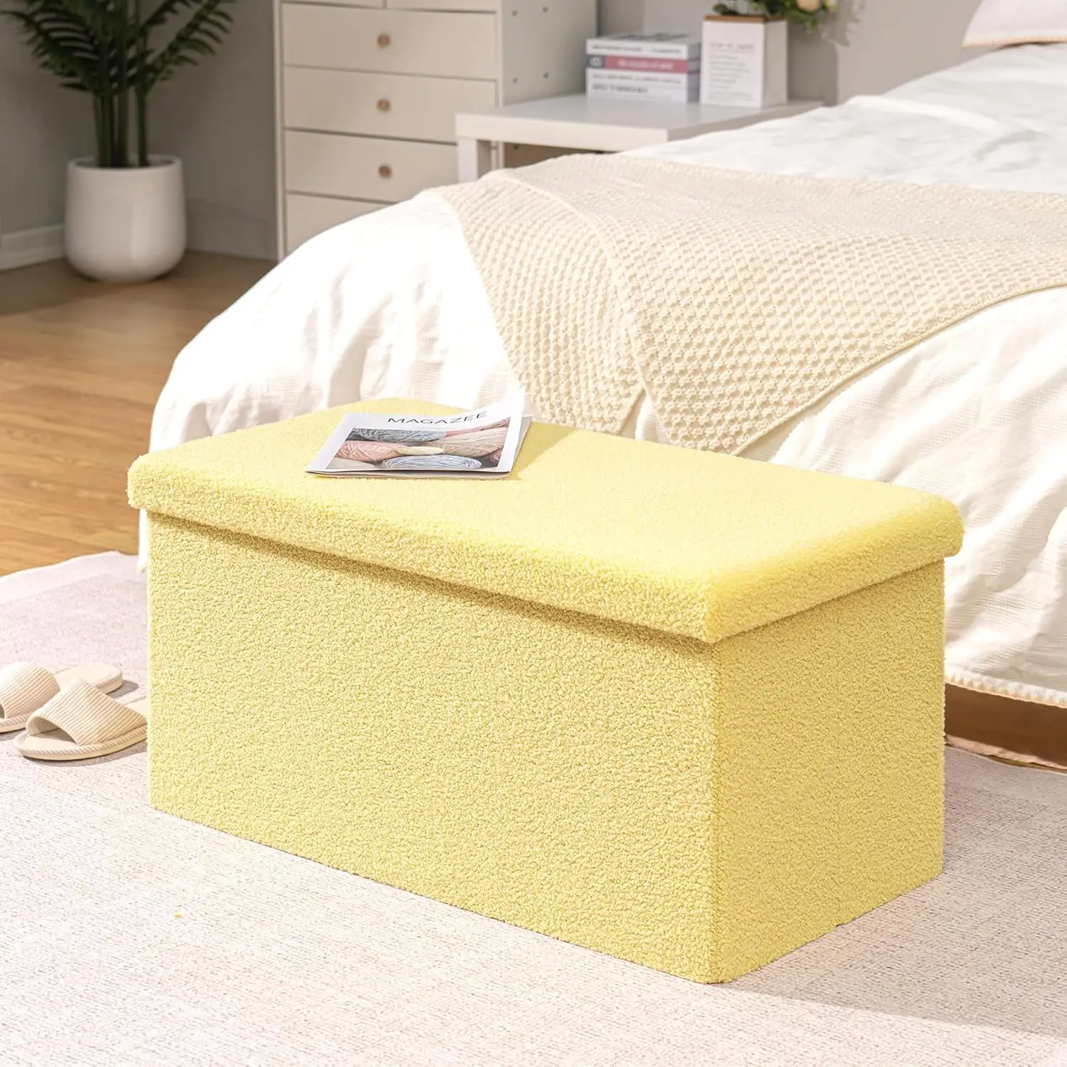 Storage Ottoman Bench, Folding Upholstered Sherpa Ottoman, Large Storage Chest Footrest With Lids, Entryway Bench For Living
Storage Ottoman Bench, Folding Upholstered Sherpa Ottoman, Large Storage Chest Footrest With Lids, Entryway Bench For Living