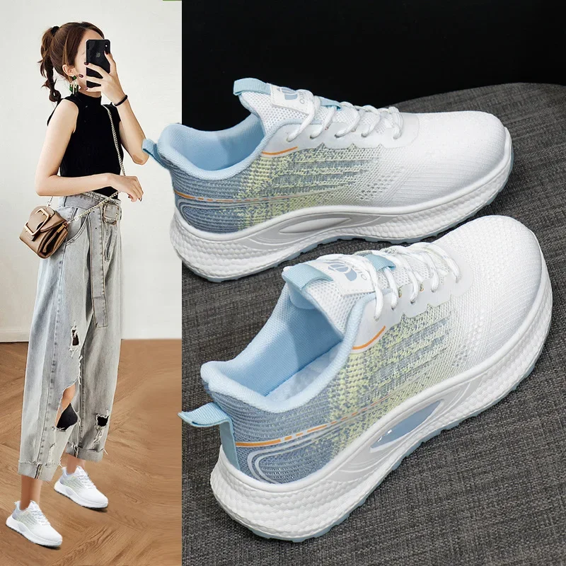 Summer women's fashionable and casual soft soled lightweight running shoes, fly woven mesh breathable sports shoes
Summer women's fashionable and casual soft soled lightweight running shoes, fly woven mesh breathable sports shoes