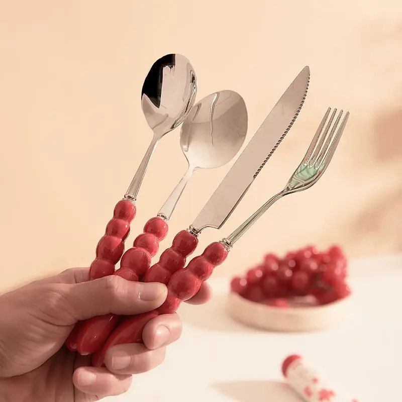 Ceramic Round Spoon Fork Pearl 304 Stainless Steel Spoon, Anti-scalding Ceramic Handle Household Western Food Fork Flatware Sets
Ceramic Round Spoon Fork Pearl 304 Stainless Steel Spoon, Anti-scalding Ceramic Handle Household Western Food Fork Flatware Sets