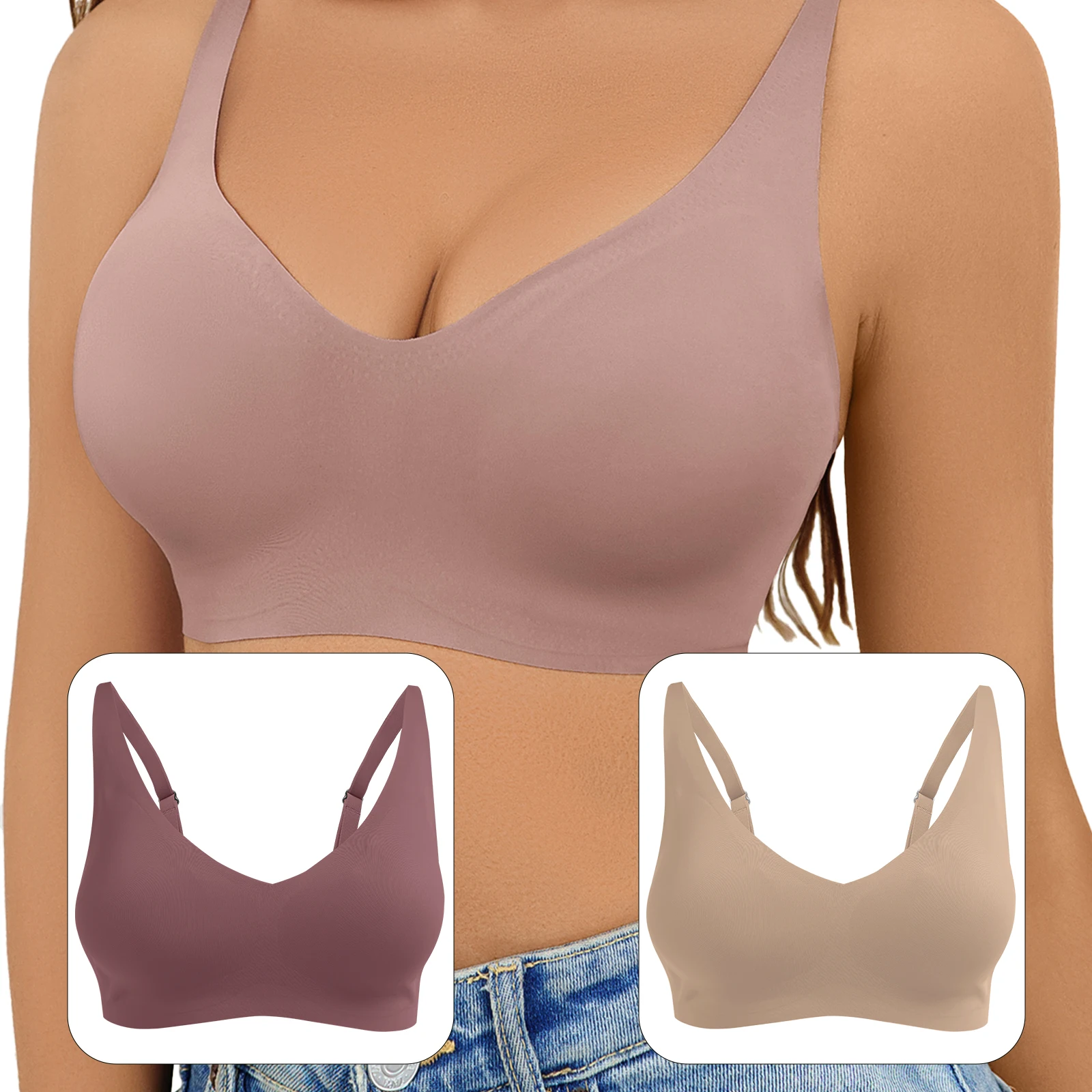 Женские бесшовные бюстгальтеры без косточек из 2 предметов — мягкий комфорт, регулируемые бретели, нескользящий клей, съемные чашки, полное покрытие
Женские бесшовные бюстгальтеры без косточек из 2 предметов — мягкий комфорт, регулируемые бретели, нескользящий клей, съемные чашки, полное покрытие