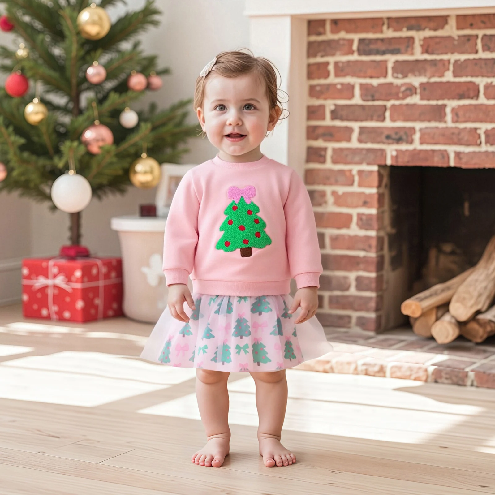 SUNSIOM Kids Girl Christmas Outfit Tree Embroidery Long Sleeves Sweatshirt and Tulle Skirt 2 Pcs Set
SUNSIOM Kids Girl Christmas Outfit Tree Embroidery Long Sleeves Sweatshirt and Tulle Skirt 2 Pcs Set