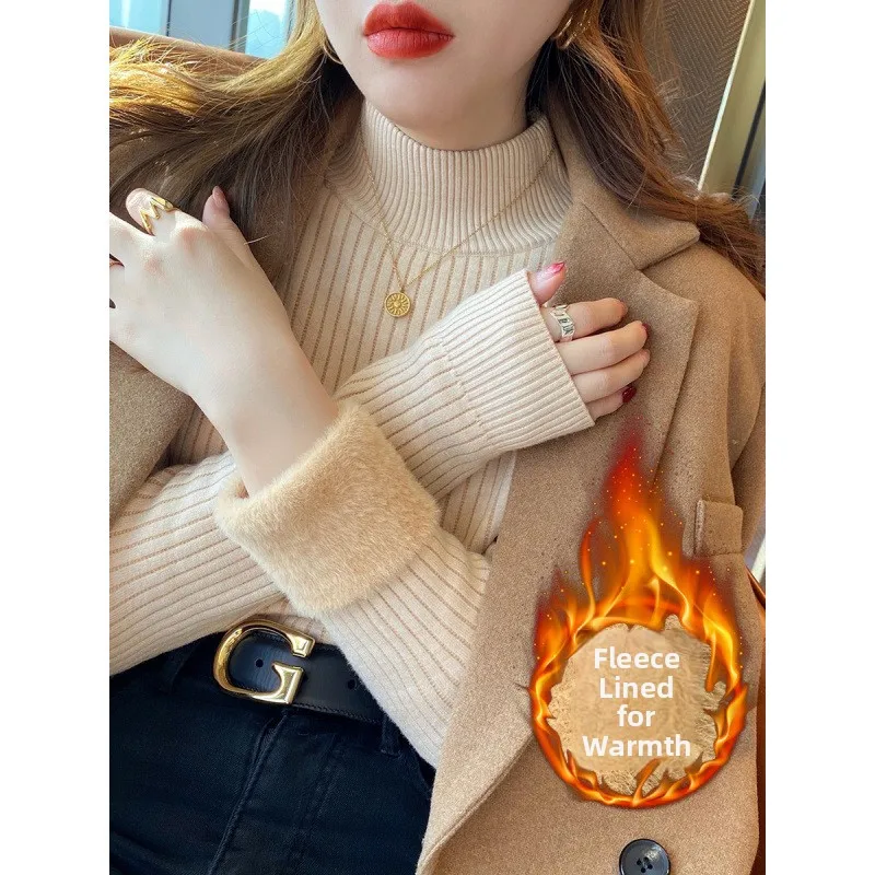 Women's Fleece Lined Thickened Autumn Winter Sweater Integrated Velvet High Collar Base Shirt White Warm Top Soft Knitted Lon...
Women's Fleece Lined Thickened Autumn Winter Sweater Integrated Velvet High Collar Base Shirt White Warm Top Soft Knitted Lon...