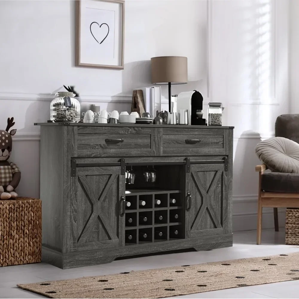Wine Bar Cabinet with Storage, Large Buffet Cabinet with Drawers, Farmhouse Liquor Coffee Bar Cabinet for Home
Wine Bar Cabinet with Storage, Large Buffet Cabinet with Drawers, Farmhouse Liquor Coffee Bar Cabinet for Home