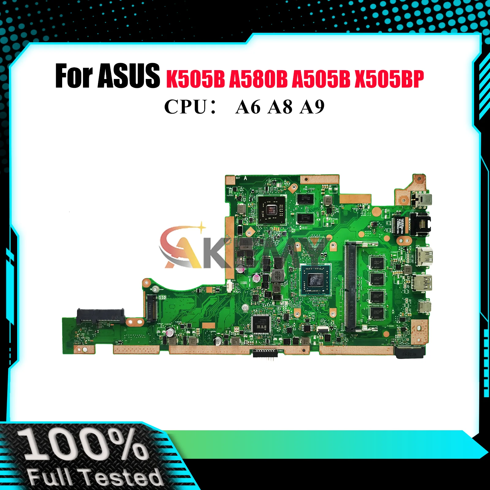 X505BP Материнская плата для ноутбука ASUS VivoBook K505B A505B A580B V505B X505B X505BP с процессором A6 A8 A9, 100% тестирование OK stk
X505BP Материнская плата для ноутбука ASUS VivoBook K505B A505B A580B V505B X505B X505BP с процессором A6 A8 A9, 100% тестирование OK stk