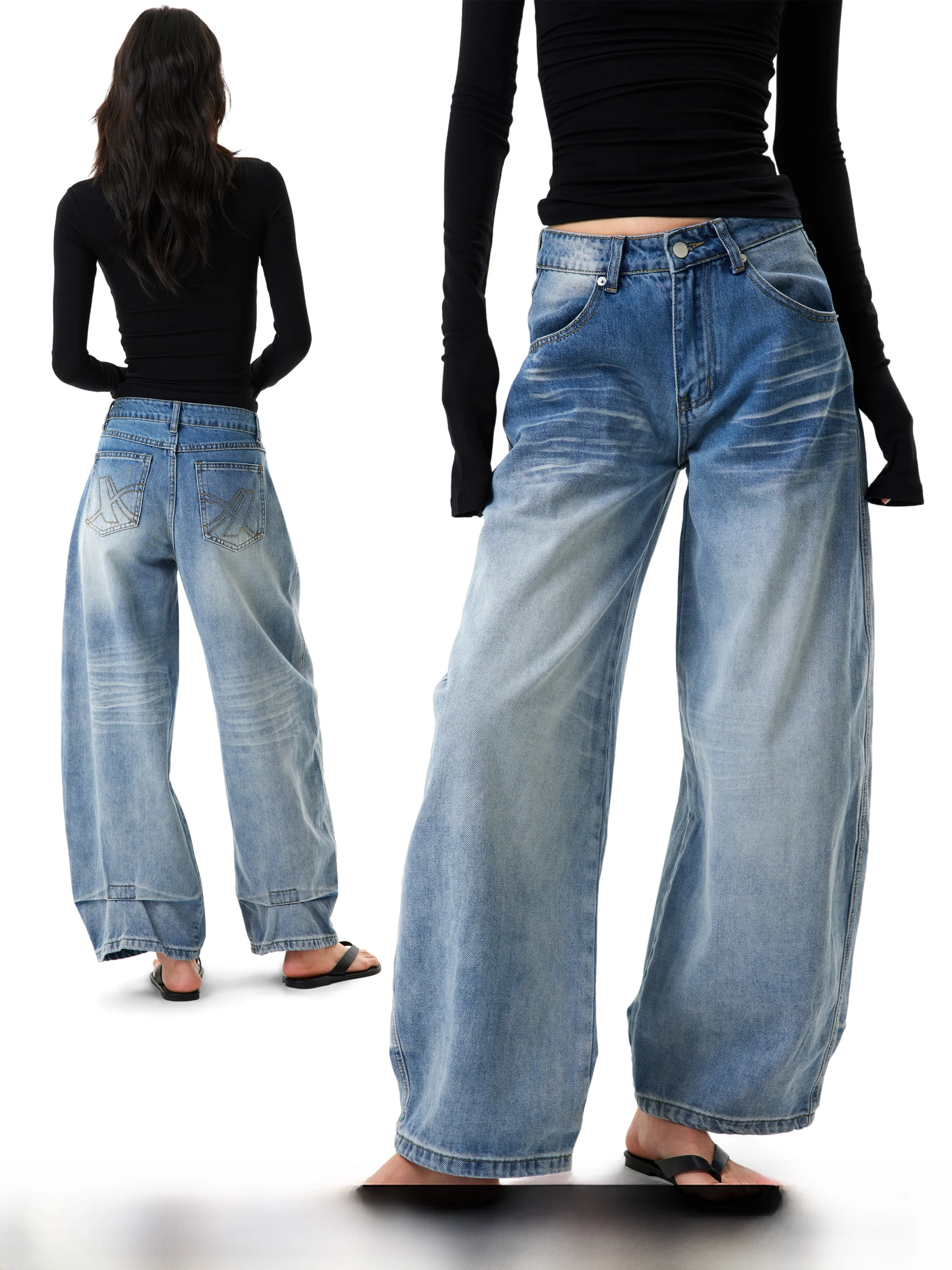 American Wa Low Waist Wide Leg Jeans Women's Loose Slimming Drapey Pants Spring New Sle GO GO BURN Denim Jeans
American Wa Low Waist Wide Leg Jeans Women's Loose Slimming Drapey Pants Spring New Sle GO GO BURN Denim Jeans