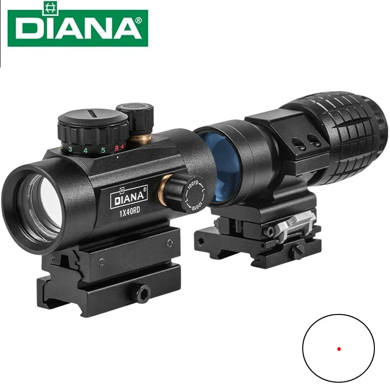 Тактический прицел DIANA 1x40 с красной точкой, голографический прицел для охоты, с зеленой точкой, 3x лупа, комбинация
Тактический прицел DIANA 1x40 с красной точкой, голографический прицел для охоты, с зеленой точкой, 3x лупа, комбинация
