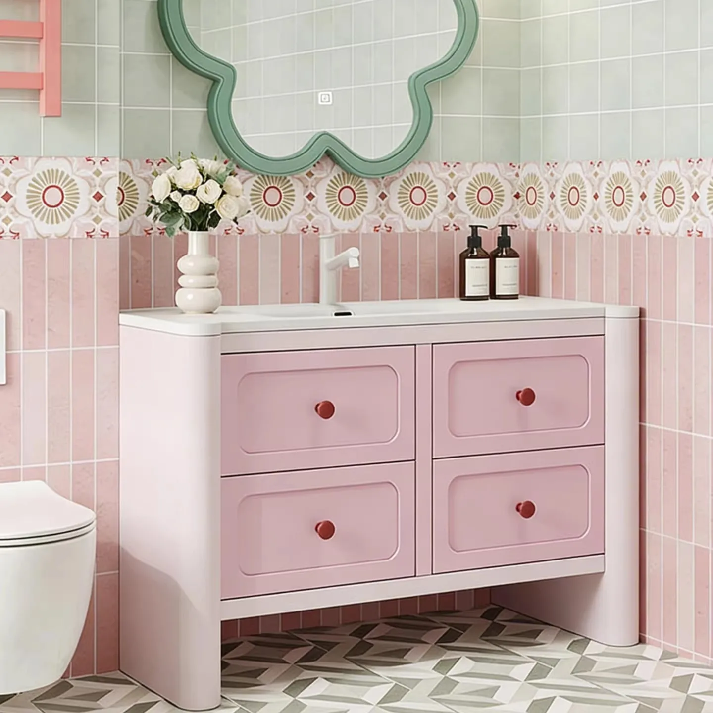 Dopamine bathroom cabinet combination rock slab hot bending integrated basin oak paint floor washstand
Dopamine bathroom cabinet combination rock slab hot bending integrated basin oak paint floor washstand