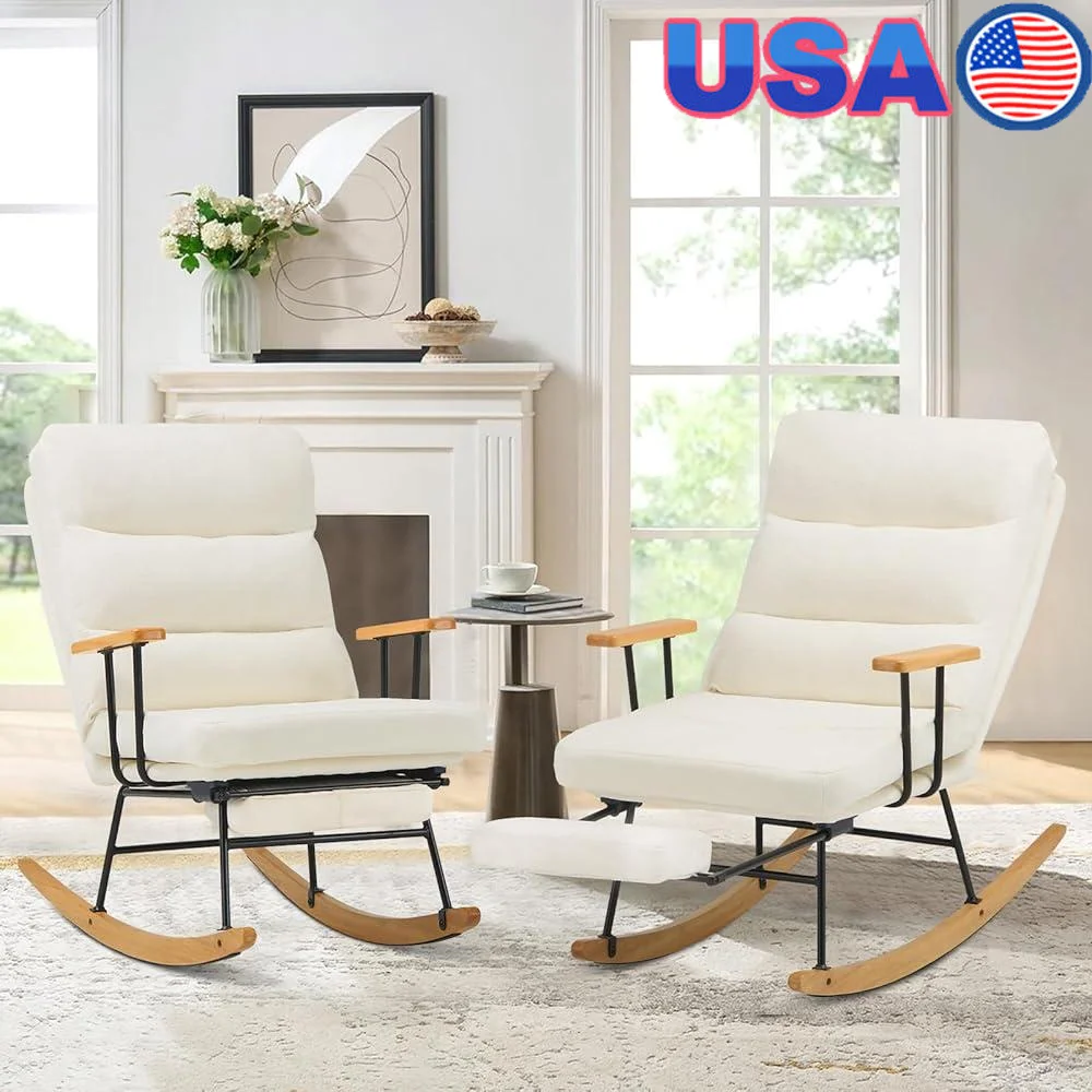 Rocking Chair with Footrest-Glider Rocker Chair Retractable Footrest and Adjustable Backrest Teddy Upholstered Rocking Chair
Rocking Chair with Footrest-Glider Rocker Chair Retractable Footrest and Adjustable Backrest Teddy Upholstered Rocking Chair