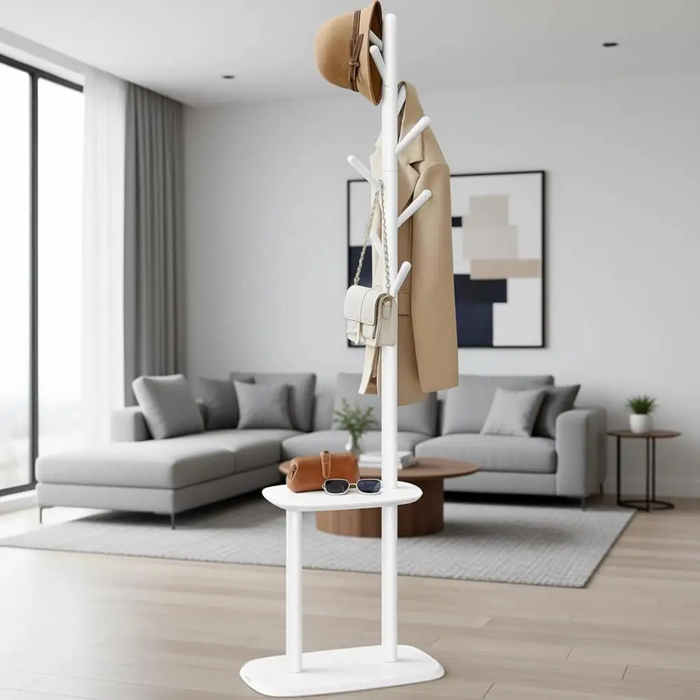 8-Hook Standing Coat Rack with Storage Shelf, 67.2 Tall for Entryway, Hallway, Bedroom in Cloud White
8-Hook Standing Coat Rack with Storage Shelf, 67.2 Tall for Entryway, Hallway, Bedroom in Cloud White