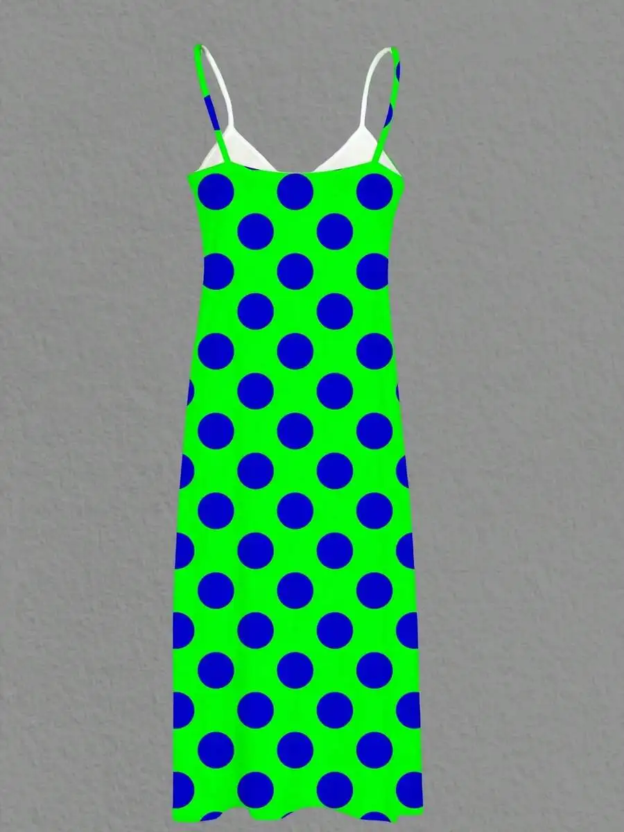 Women Sleeveless Maxi Dress Green Blue Polka Dot Print Summer Beach Vacation Outfit
Women Sleeveless Maxi Dress Green Blue Polka Dot Print Summer Beach Vacation Outfit