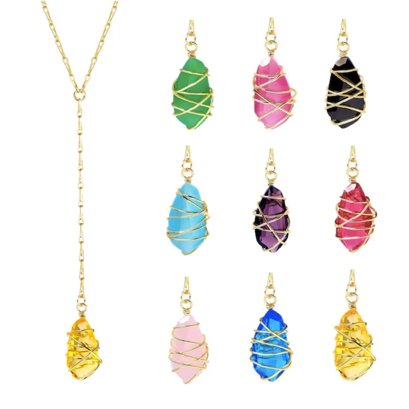 Handmade Wire Wrapped Raspberry Lavender Swiss Blue Rose Quartz Crystal Quartz Y Necklace for Women
Handmade Wire Wrapped Raspberry Lavender Swiss Blue Rose Quartz Crystal Quartz Y Necklace for Women