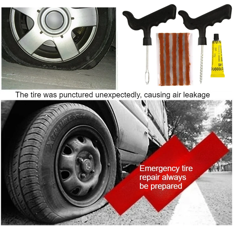 Motorcycle Truck Vacuum Tire Repair Tool Car Tire Repair Tool Kit with Rubber Strips Tubeless Tyre Puncture Studding Plug Set
Motorcycle Truck Vacuum Tire Repair Tool Car Tire Repair Tool Kit with Rubber Strips Tubeless Tyre Puncture Studding Plug Set