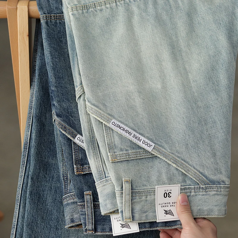 Мужские джинсы Riff Ro в американском ретро-стиле, рабочие брюки для лесорубов, плотные, светлые, свободного прямого кроя, новинка весенней коллекции
Мужские джинсы Riff Ro в американском ретро-стиле, рабочие брюки для лесорубов, плотные, светлые, свободного прямого кроя, новинка весенней коллекции