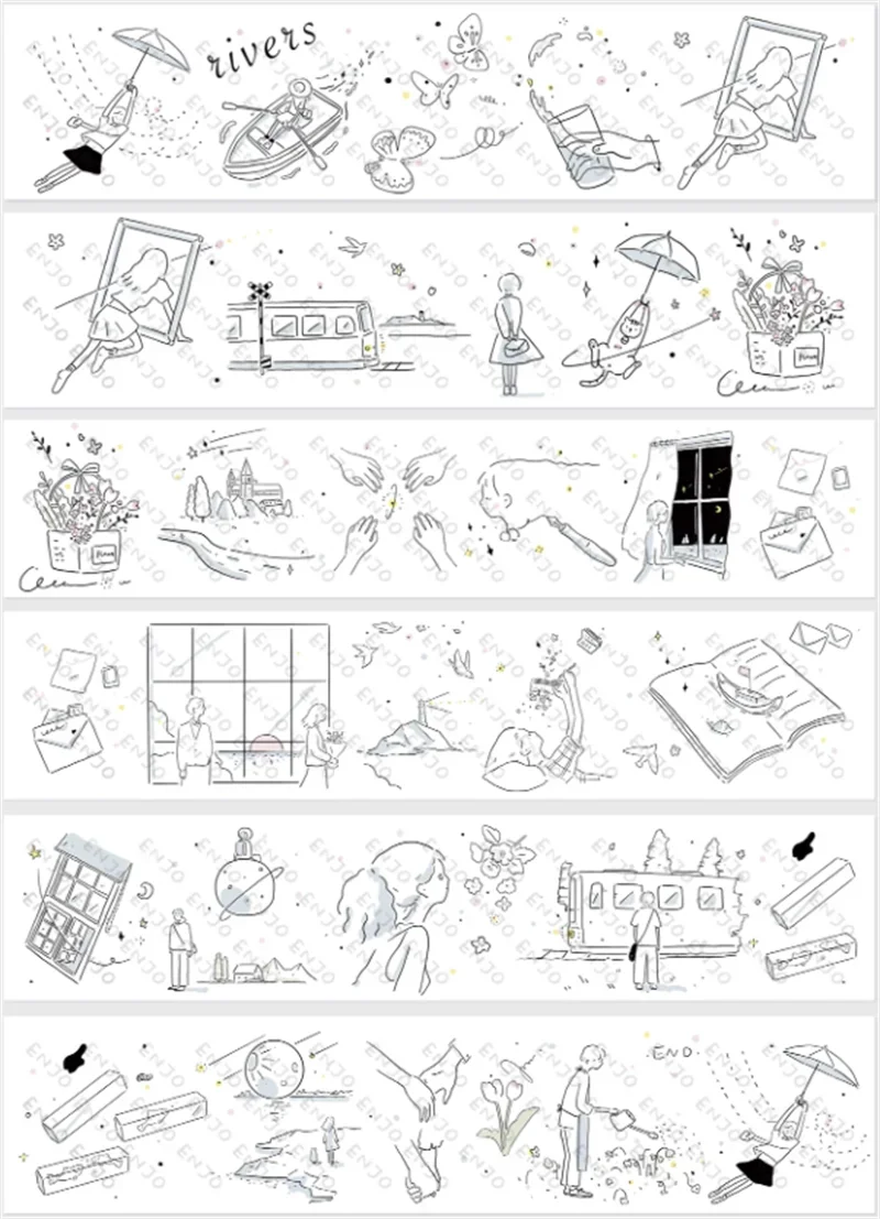 ENJO Original Simple Line Black and White Scrapbooking PET Masking Tapes Inward World Style
ENJO Original Simple Line Black and White Scrapbooking PET Masking Tapes Inward World Style