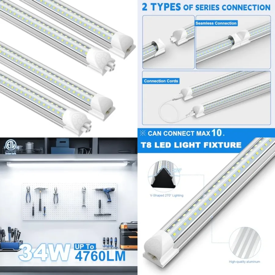 LED Shop Light 3Feet, 34W 4760LM 6000K Cool White, V-Shaped Linkable T8 3 Feet Tube Lights, LED Ceiling Lights for Workbench, W
LED Shop Light 3Feet, 34W 4760LM 6000K Cool White, V-Shaped Linkable T8 3 Feet Tube Lights, LED Ceiling Lights for Workbench, W